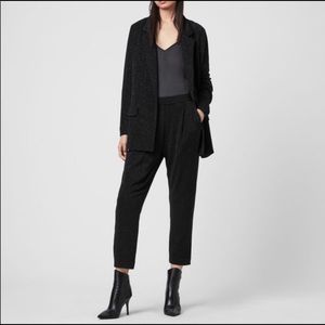 All Saints Alina Oversized Shimmer Black Blazer